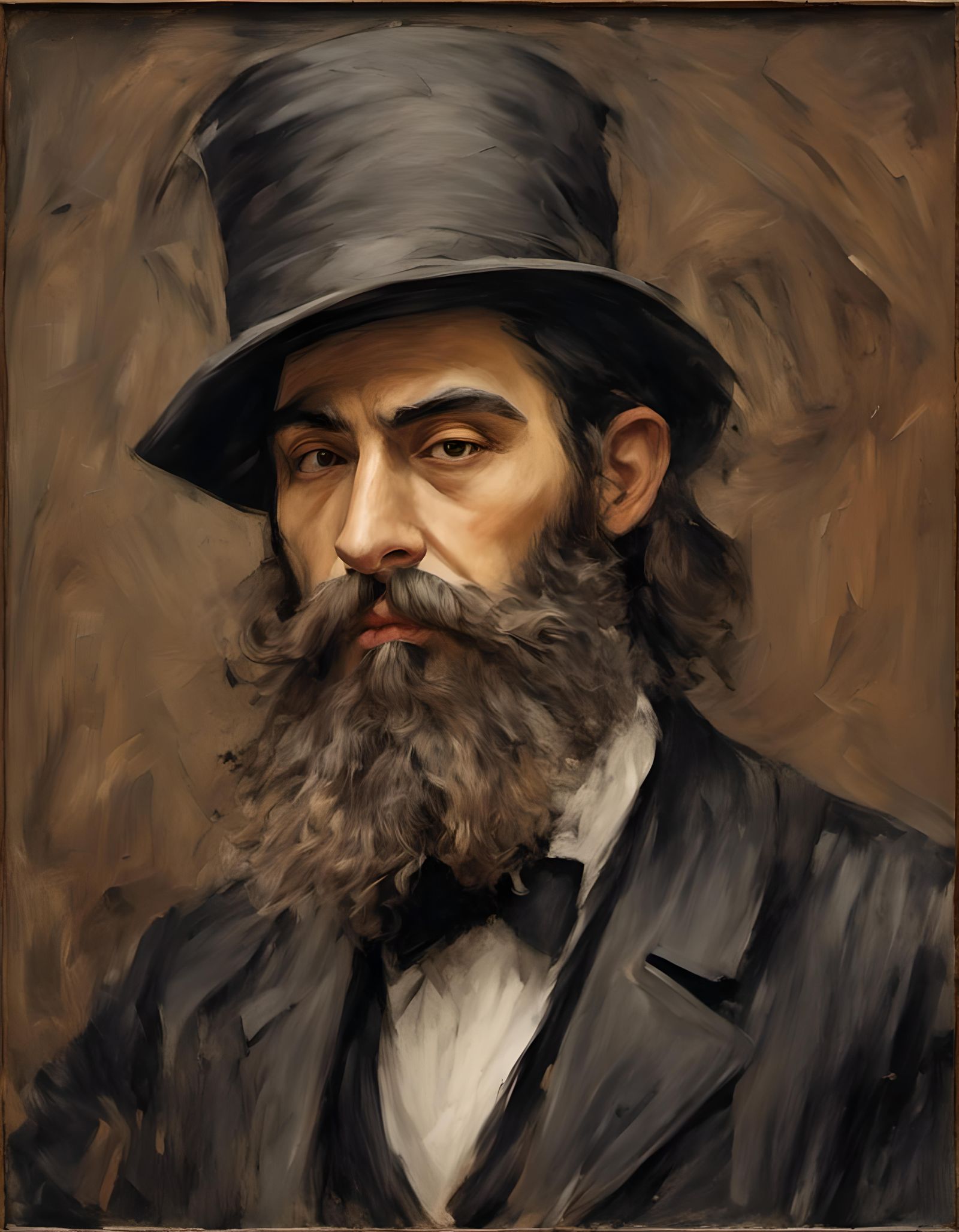 Victorian Man in Bowler Hat: Wax Impasto Portrait