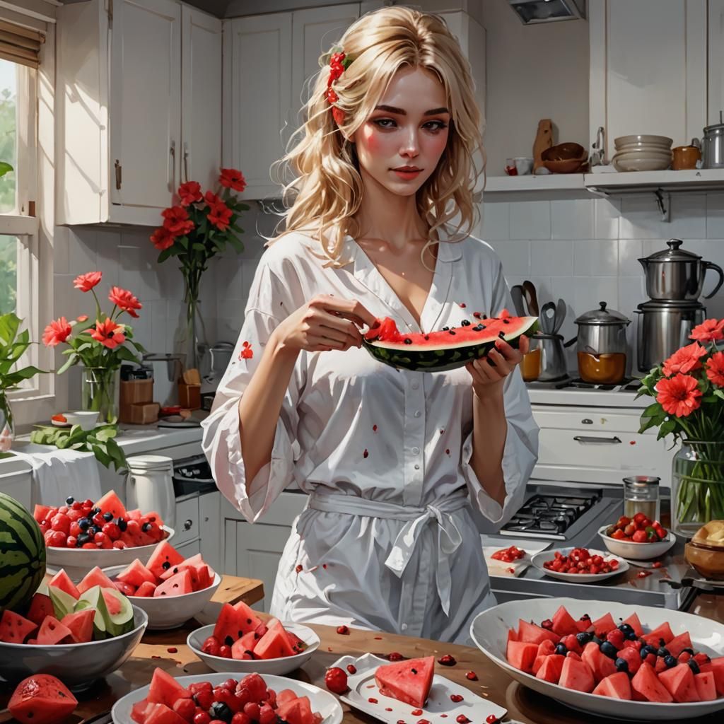 eating watermelon