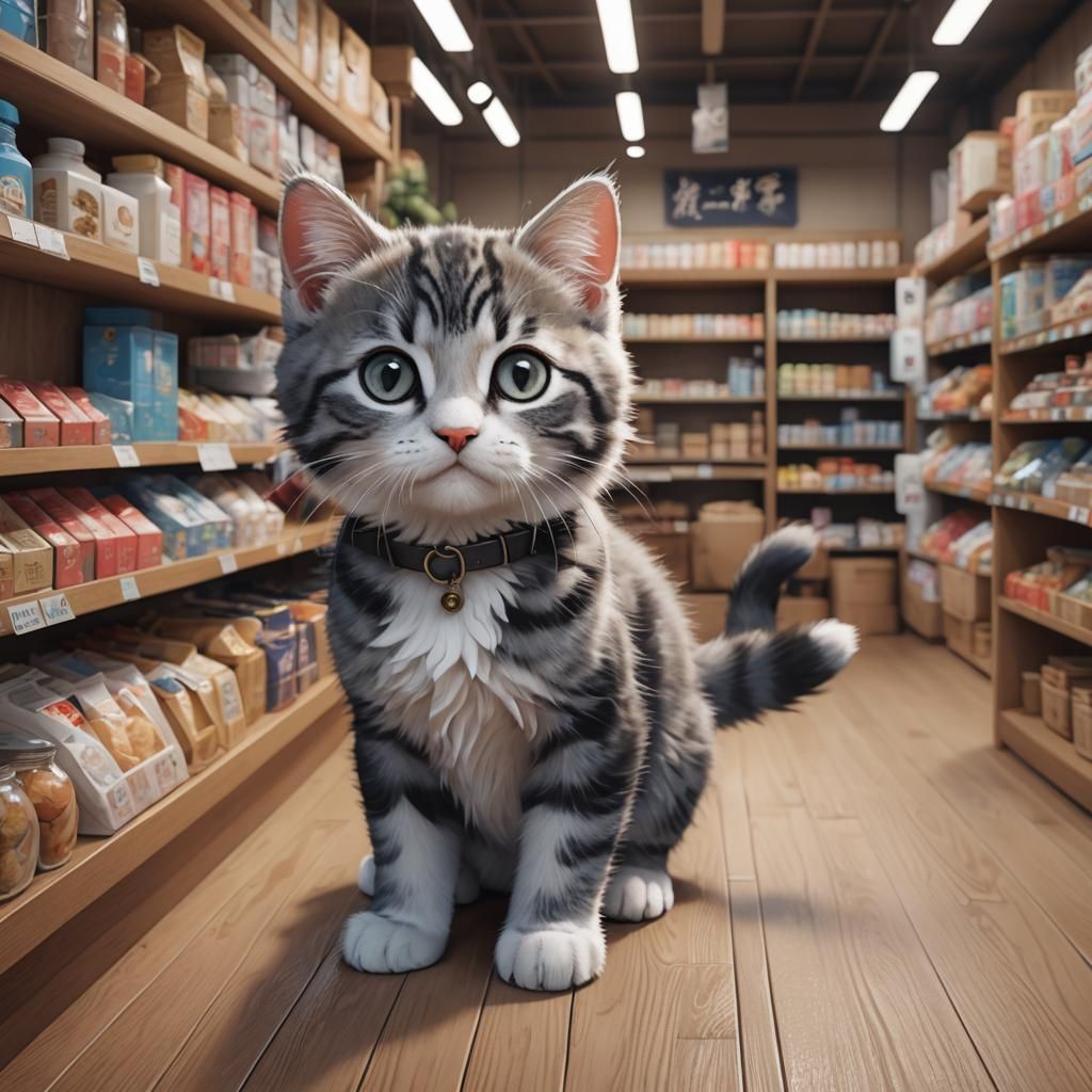 Cute kitten in store
