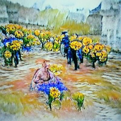 Surrounded By A Bevy Of Flowers Van Gogh expressionism impre...