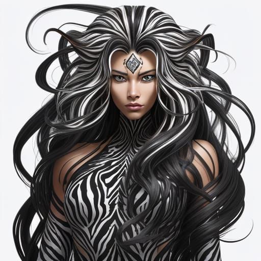 Mystical Zebra-Human Hybrid in Earthy Splendor