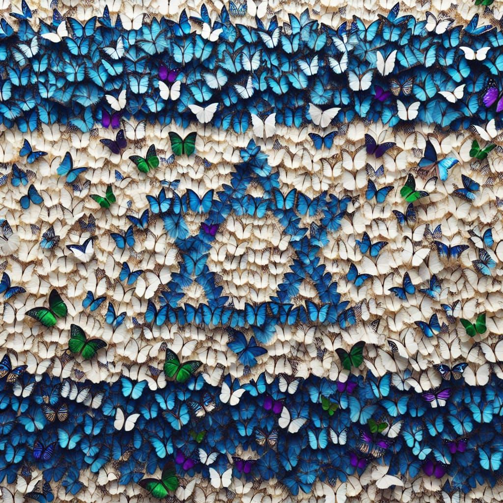 Israeli Flag Pattern Created by Butterflies