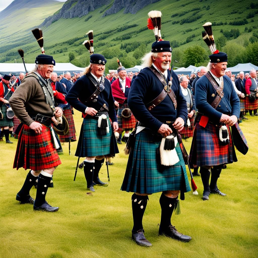 The gathering of the clans at the Highland games.