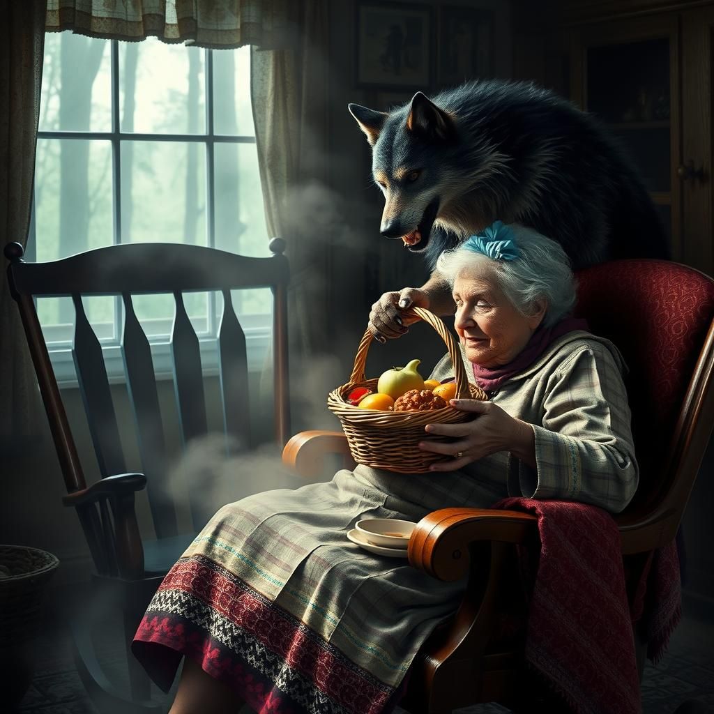 The werewolf gives fruit to his grandmother