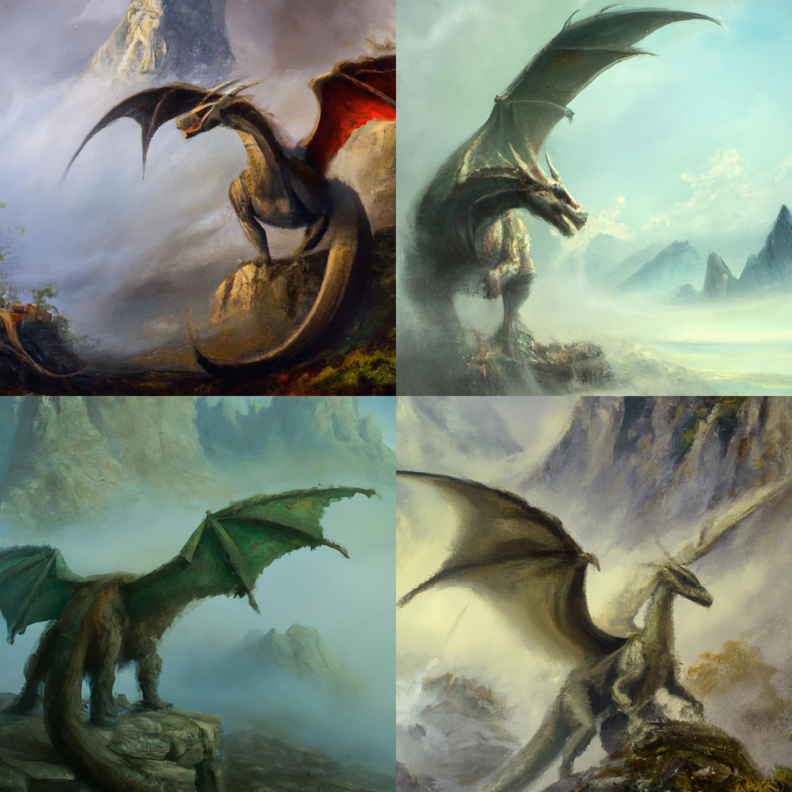 Dragon in the mist oil painting by James Gurney