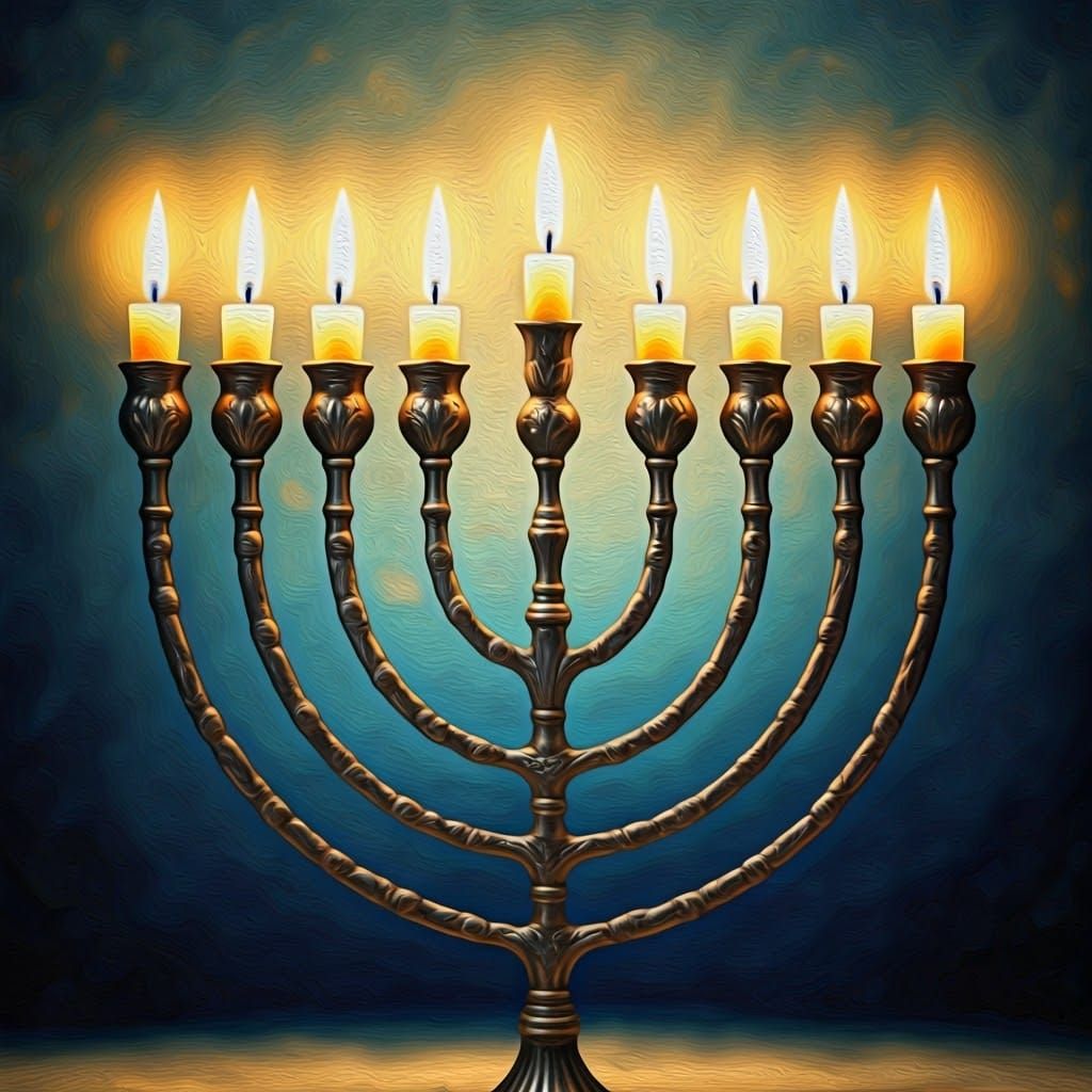 Hanukkah 9 reeds, of beautiful silver - silver-gray, luminou...