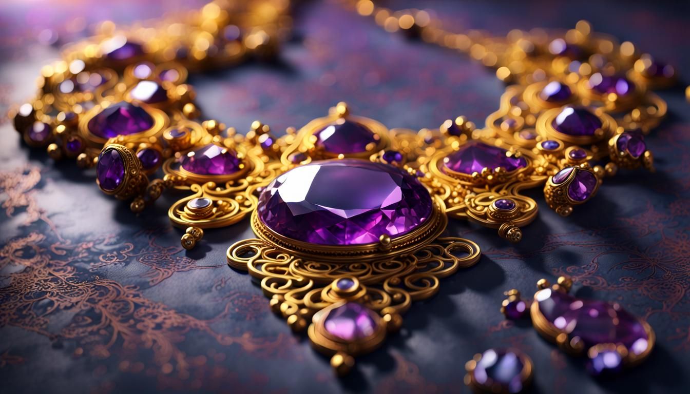 gold necklace with precious stones, a masterpiece, 8k resolu...