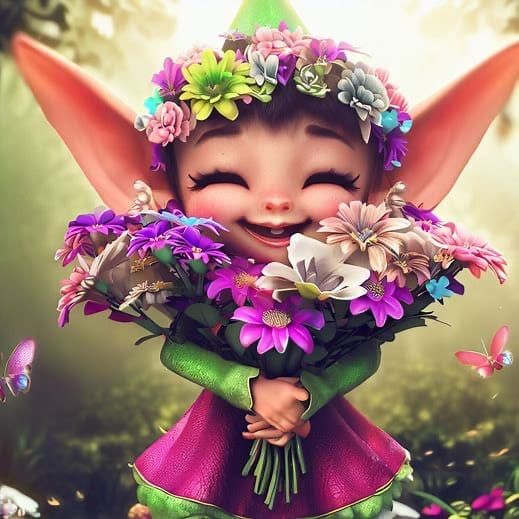 Happy flower elf