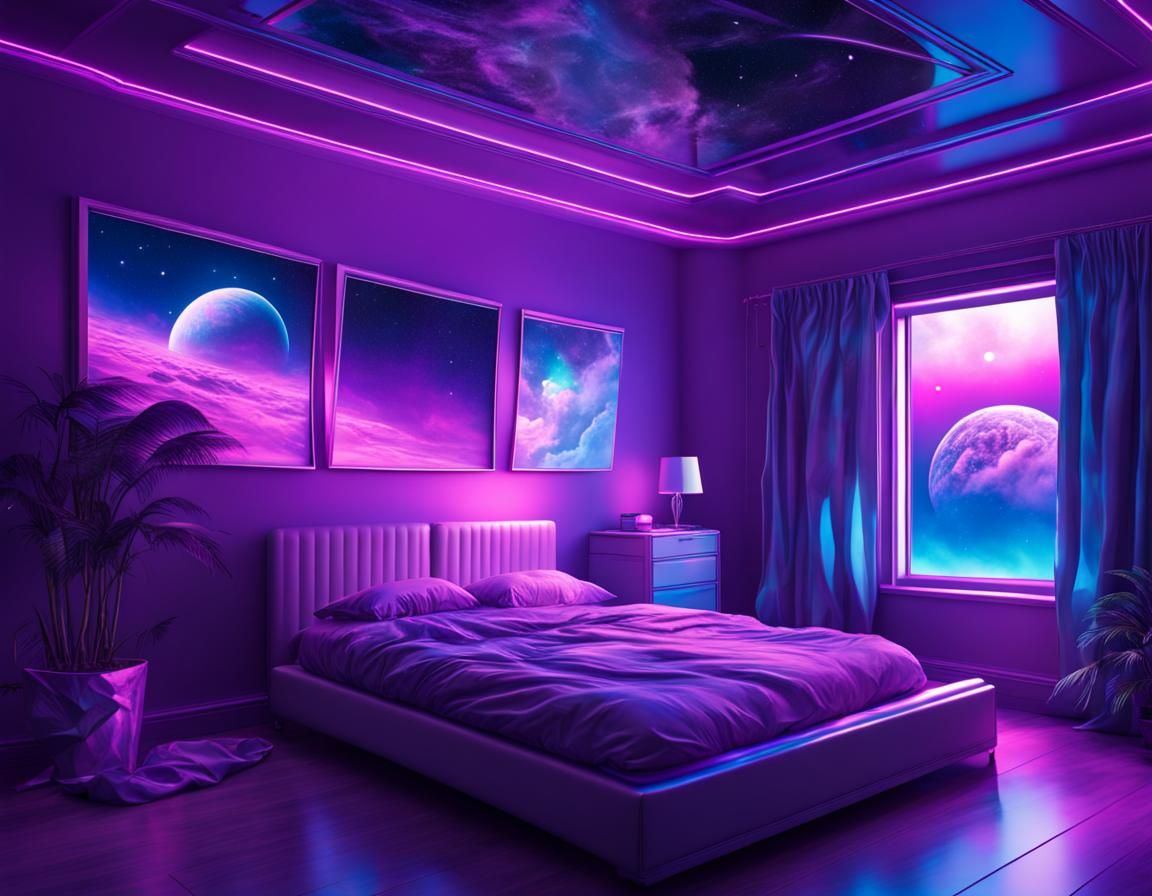 Futuristic Bedroom in Space - AI Generated Artwork - NightCafe Creator