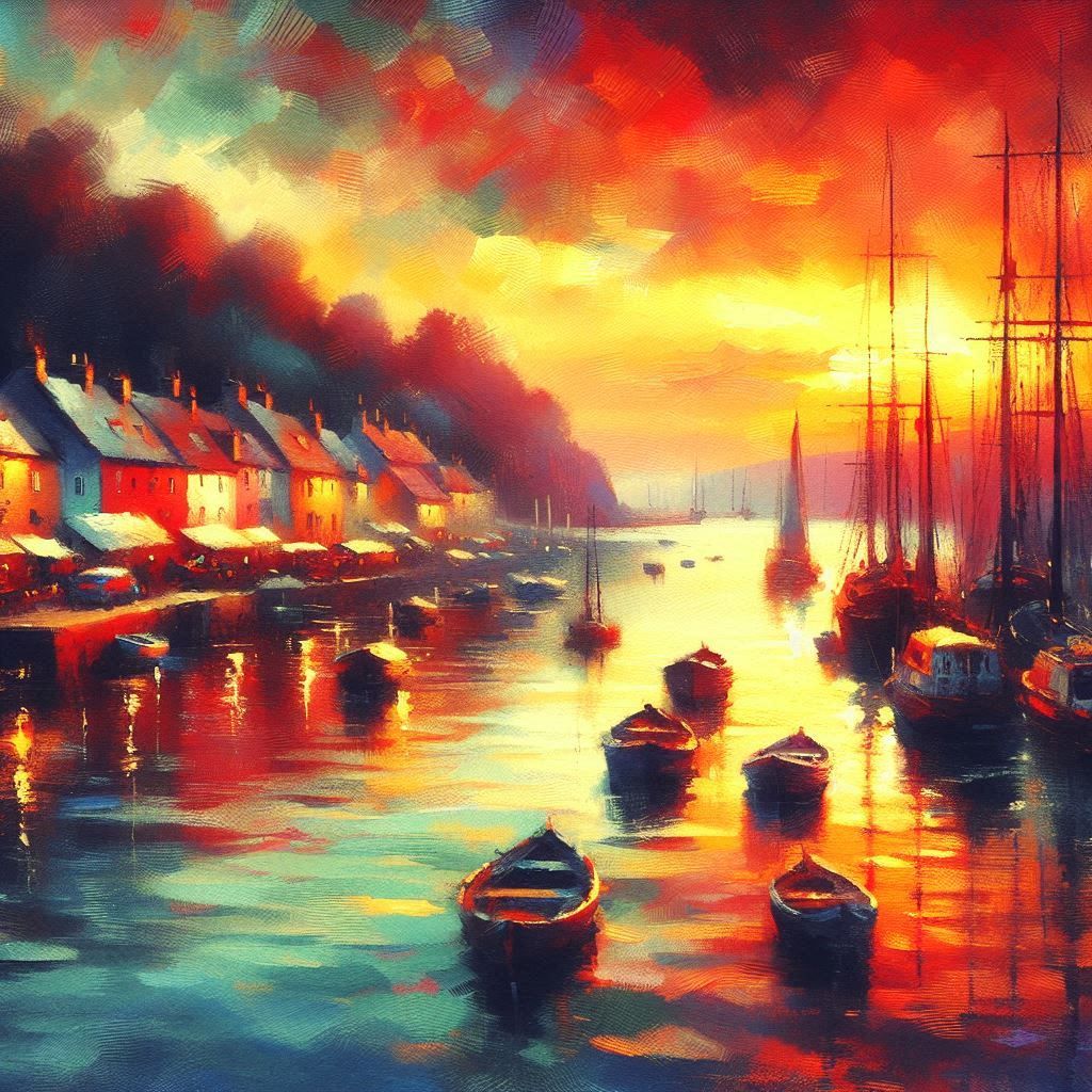 Harbour at sunset