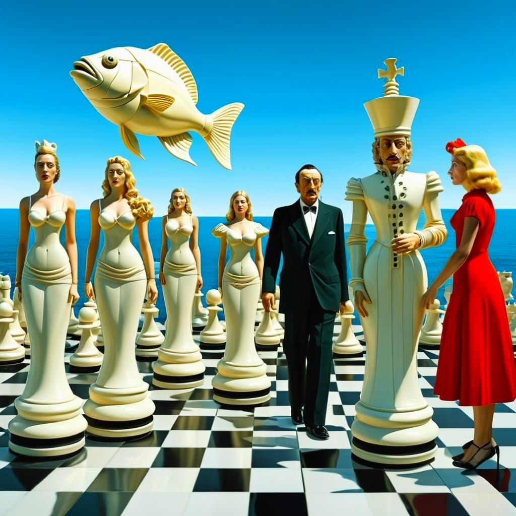 Surreal Chess Game by the Ocean