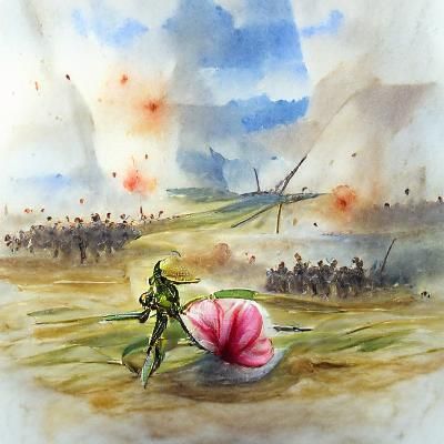 A single Lilly on a battlefield