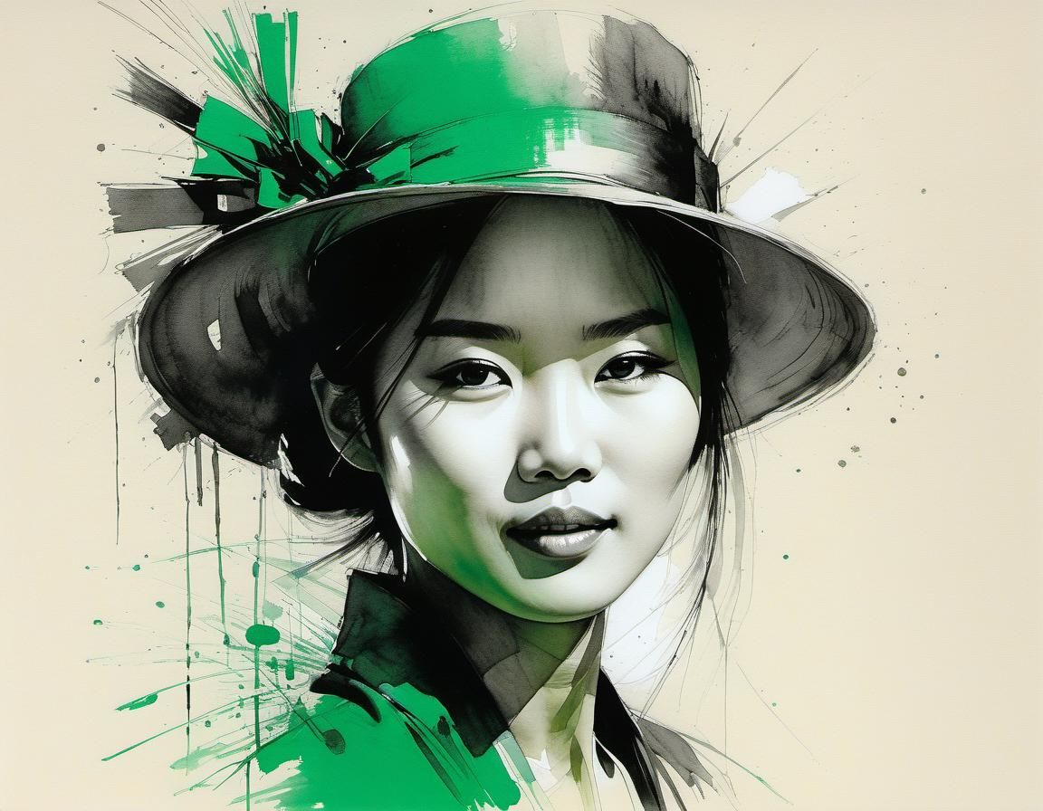 Asian woman in hat