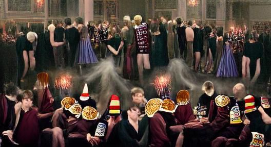 Candid photograph of the Hogwarts annual new year's eve part...