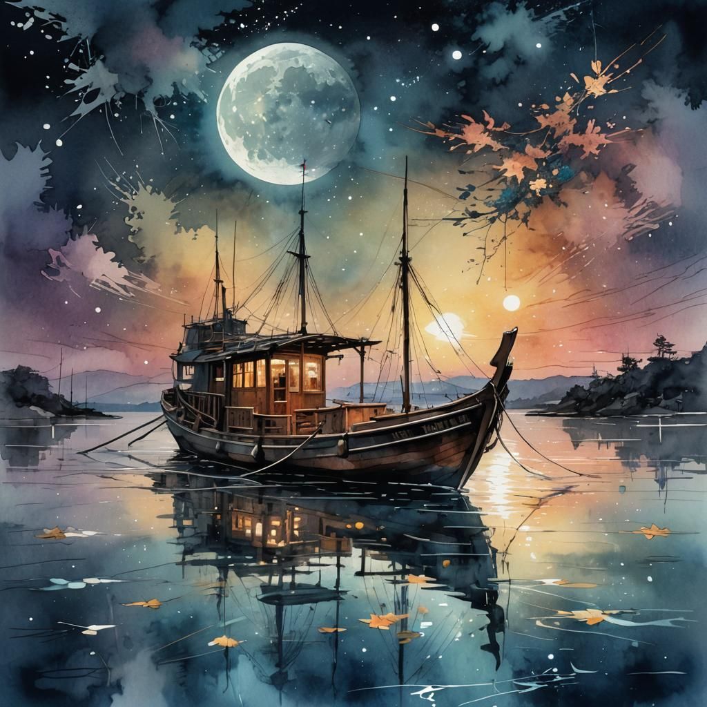 Beautiful boat on sparkling water.