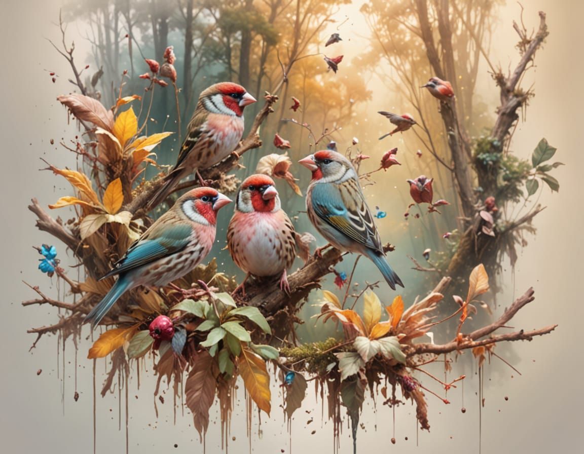 Finches in the forest