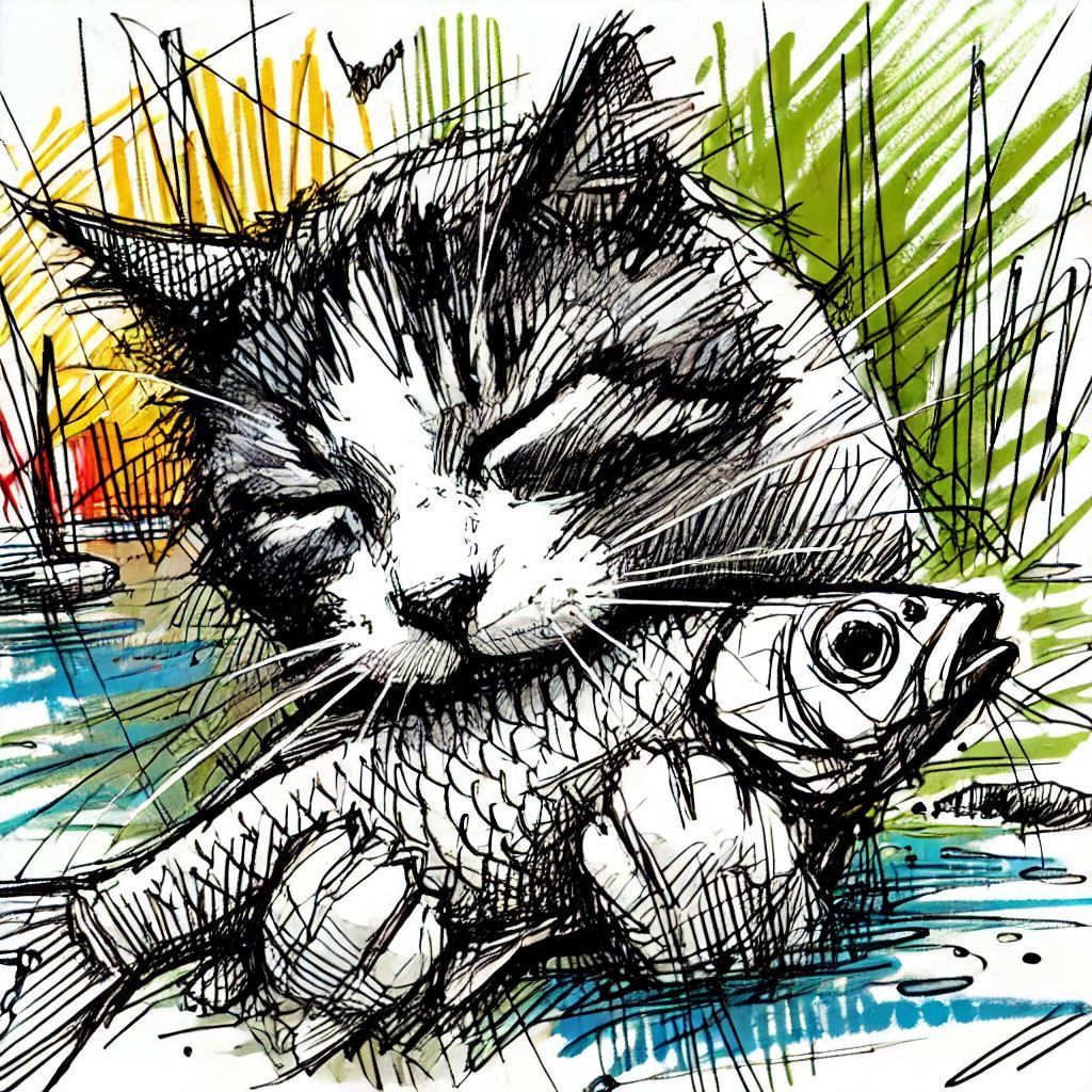 Cat with fish