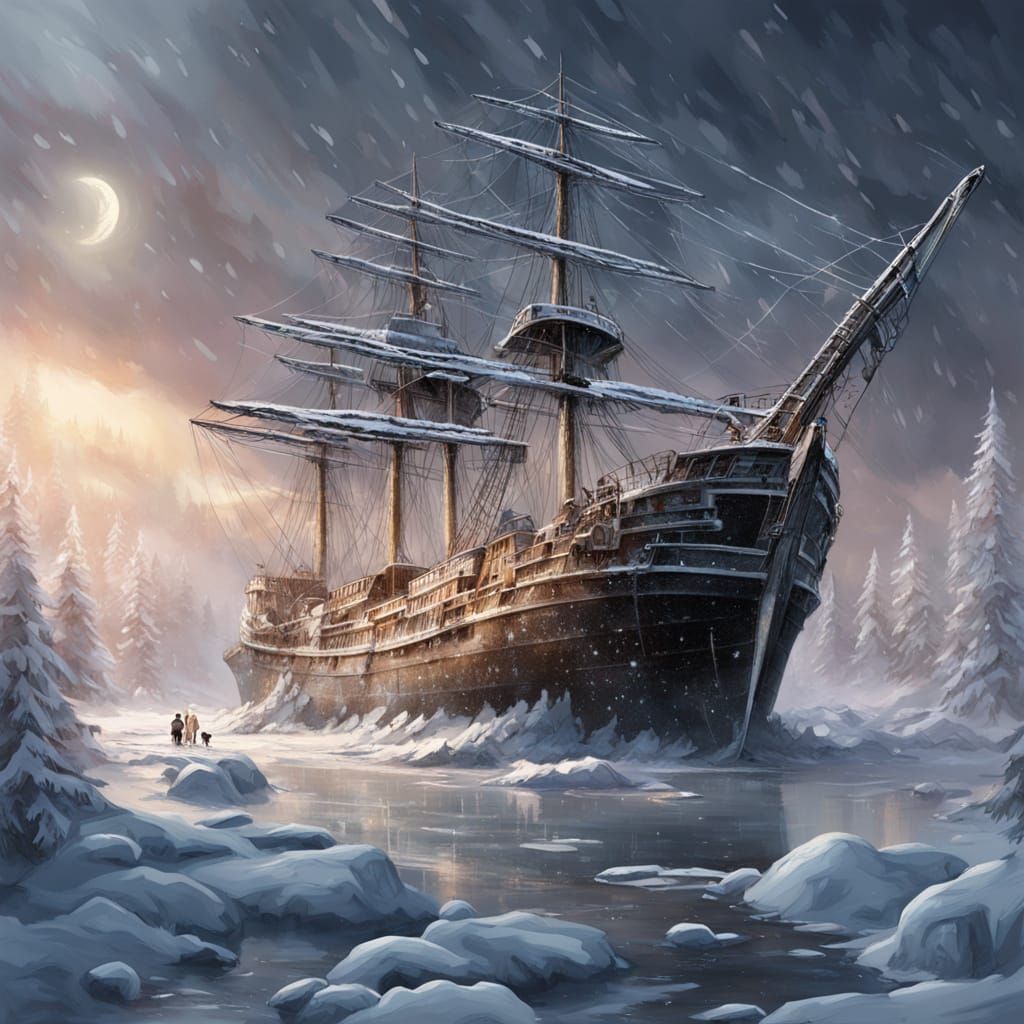 Resigned prisoners of snow and ice. (HMS Terror 1836 true story)