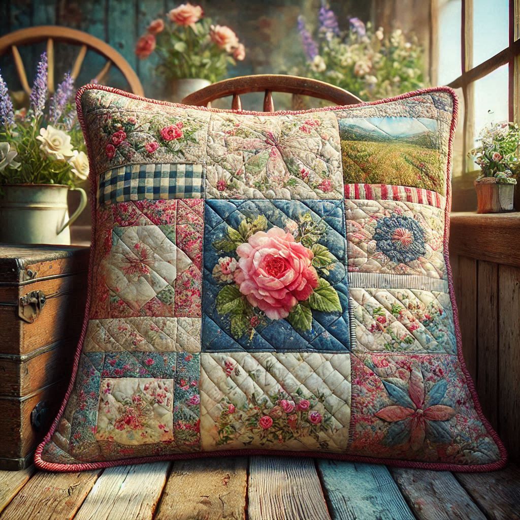 Quilted Collage Pillow