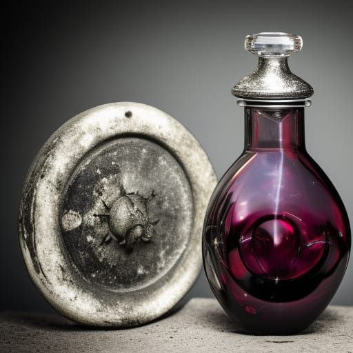 A black round gem potion bottle