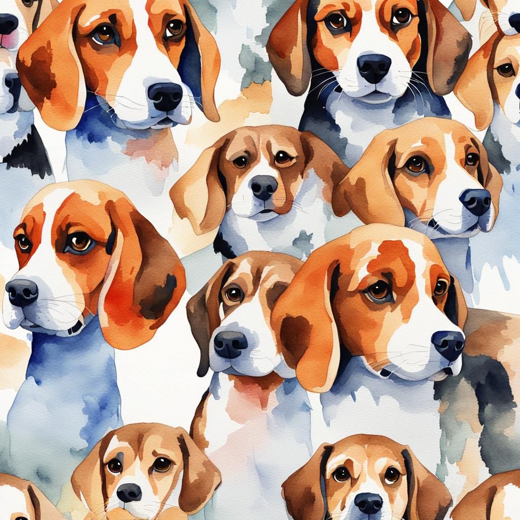 An adorable Beagle watercolor