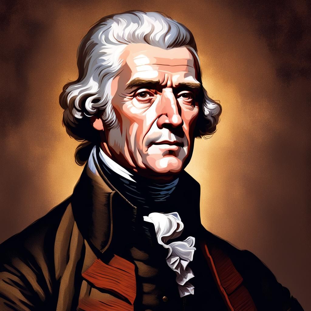 Hyper realistic portrait of Thomas Jefferson 
in Rembrandt s...