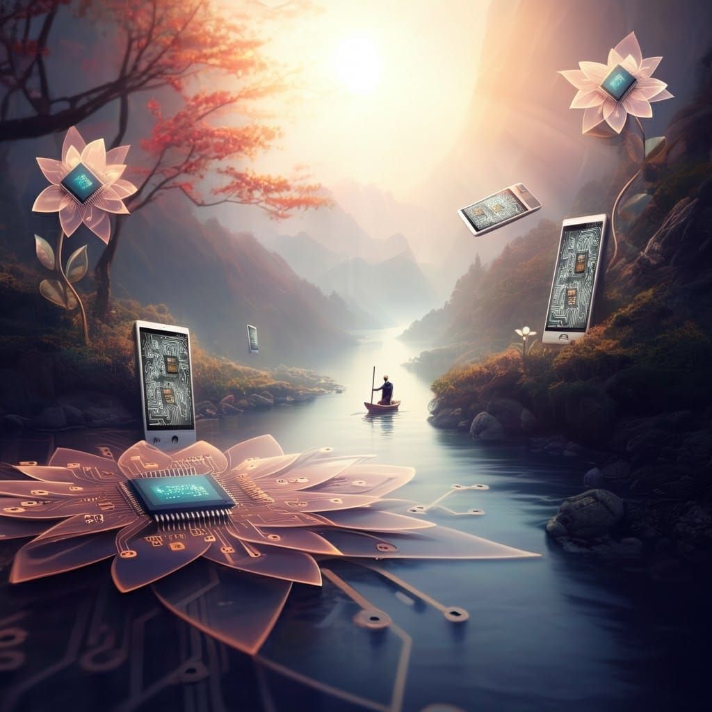 Digital Landscape and Electronic Dreaming AI Generated Artwork