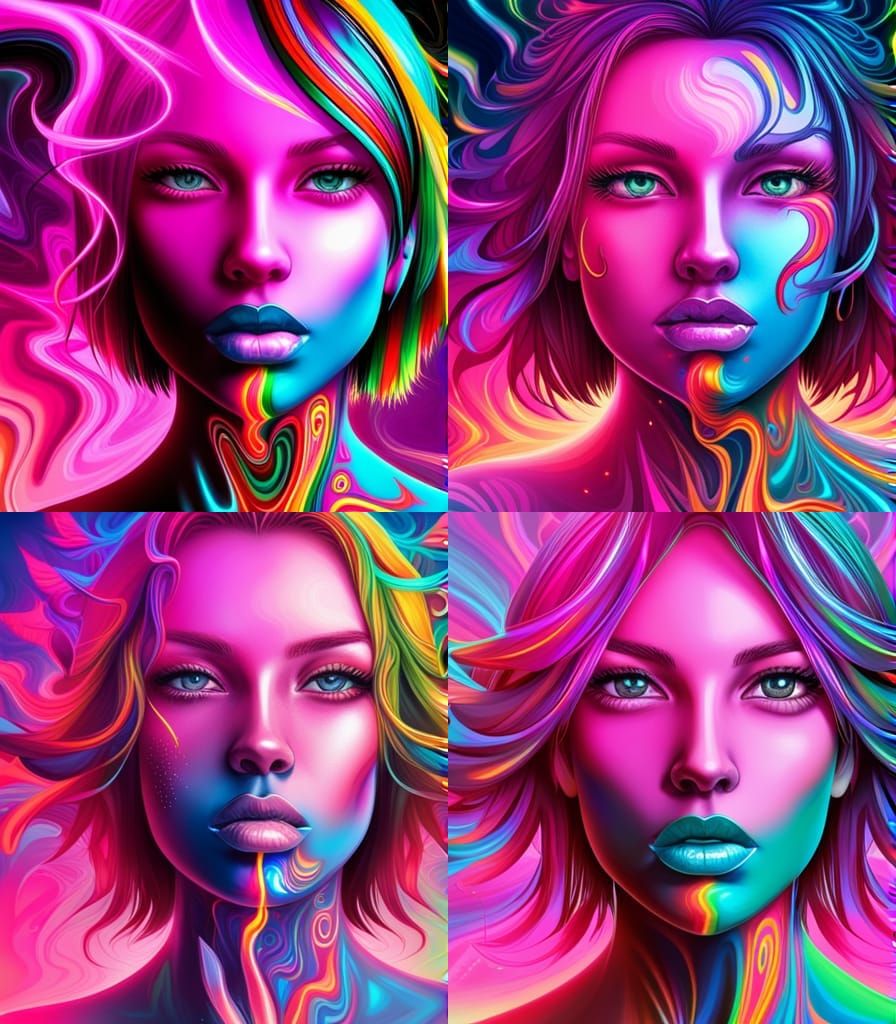 girl smoke weed, digital art, full of colour,full details an...