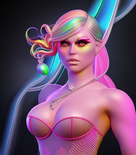 Rainbow Haired Gypsy Girl: Hyperdetailed Digital Masterpiece