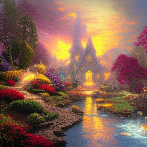 a kingdom on fire ethereal fantasy hyperdetailed mist Thomas...