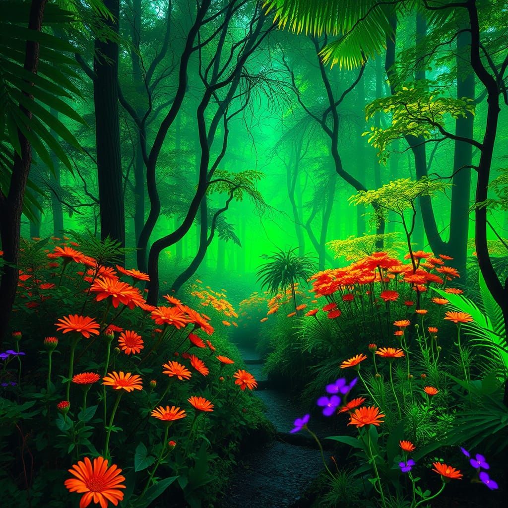 Nature in neon green and neon orange  by @NatureSmurf