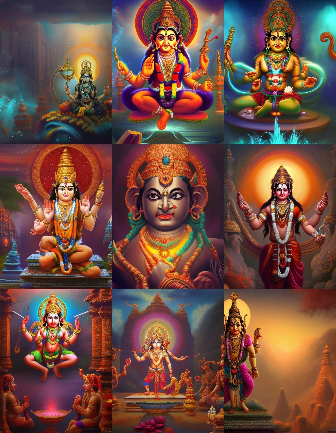 Ancient Hindu Sanatana Dharma Painting Art of Hindu Gods det...