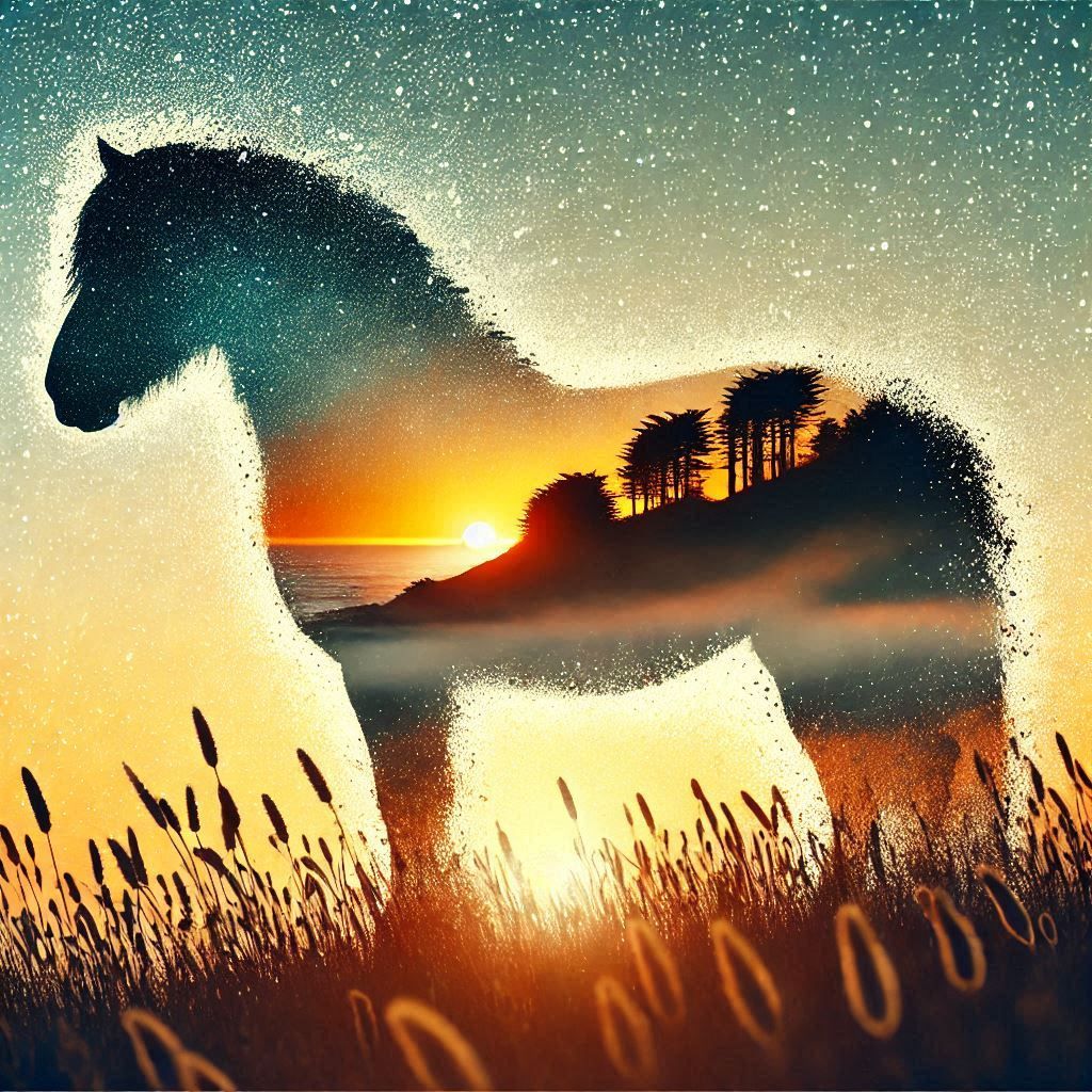 double exposure beautiful fantasy DALL-E 3 portrait landscape..