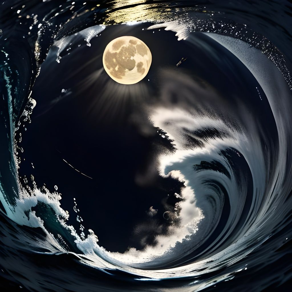 Water and Moon Emojis Minimalist Composition