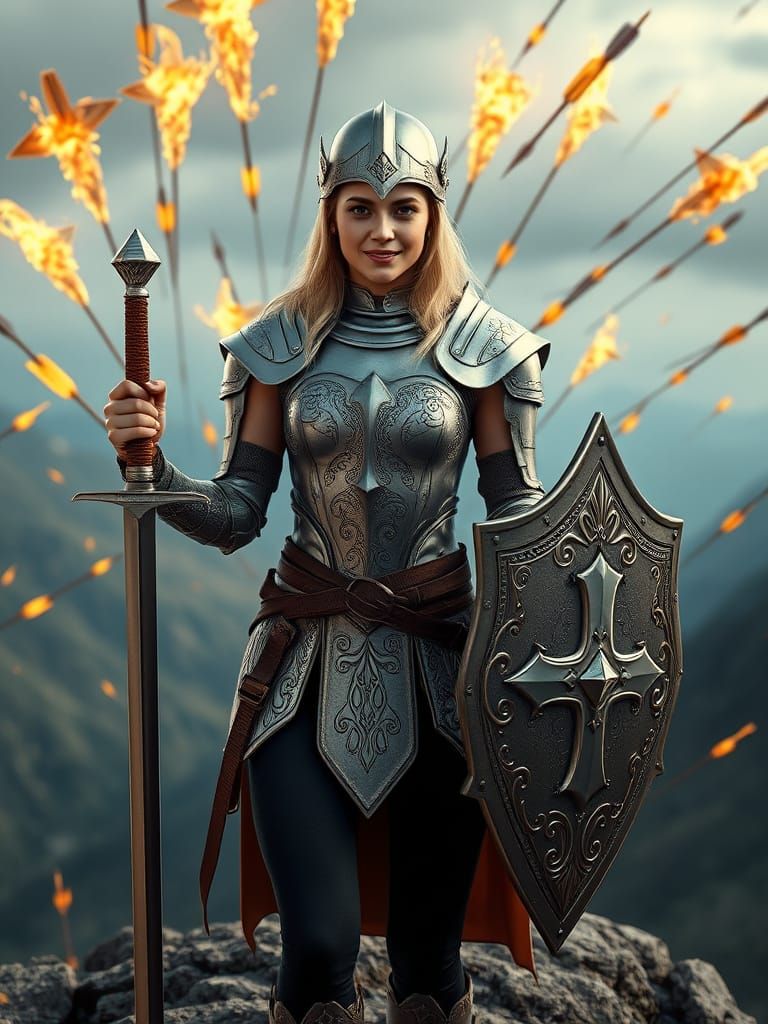 She's wearing the armor of God. Satan's lies and flaming arrows are no match for her strong faith in God.