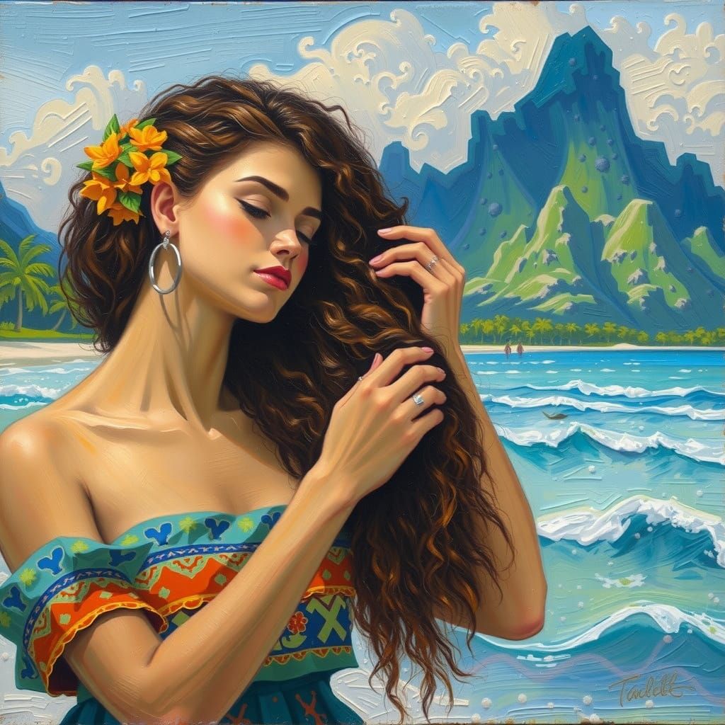 Sea Goddess Flirts with Ocean Breeze