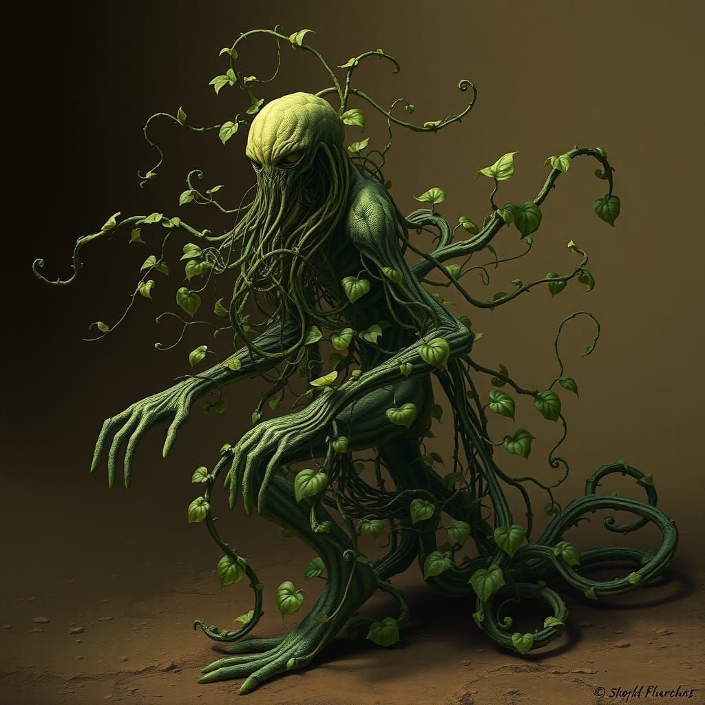 Ivy  plant with hands and hair. New. Species, realisticU   by @Omarito 