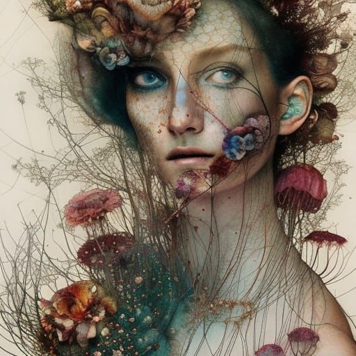 Surreal Ballerina Double Exposure in Watercolor Style