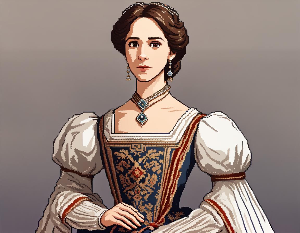 pixel art. a girl in a 19th century dress. Princess Mary in ...