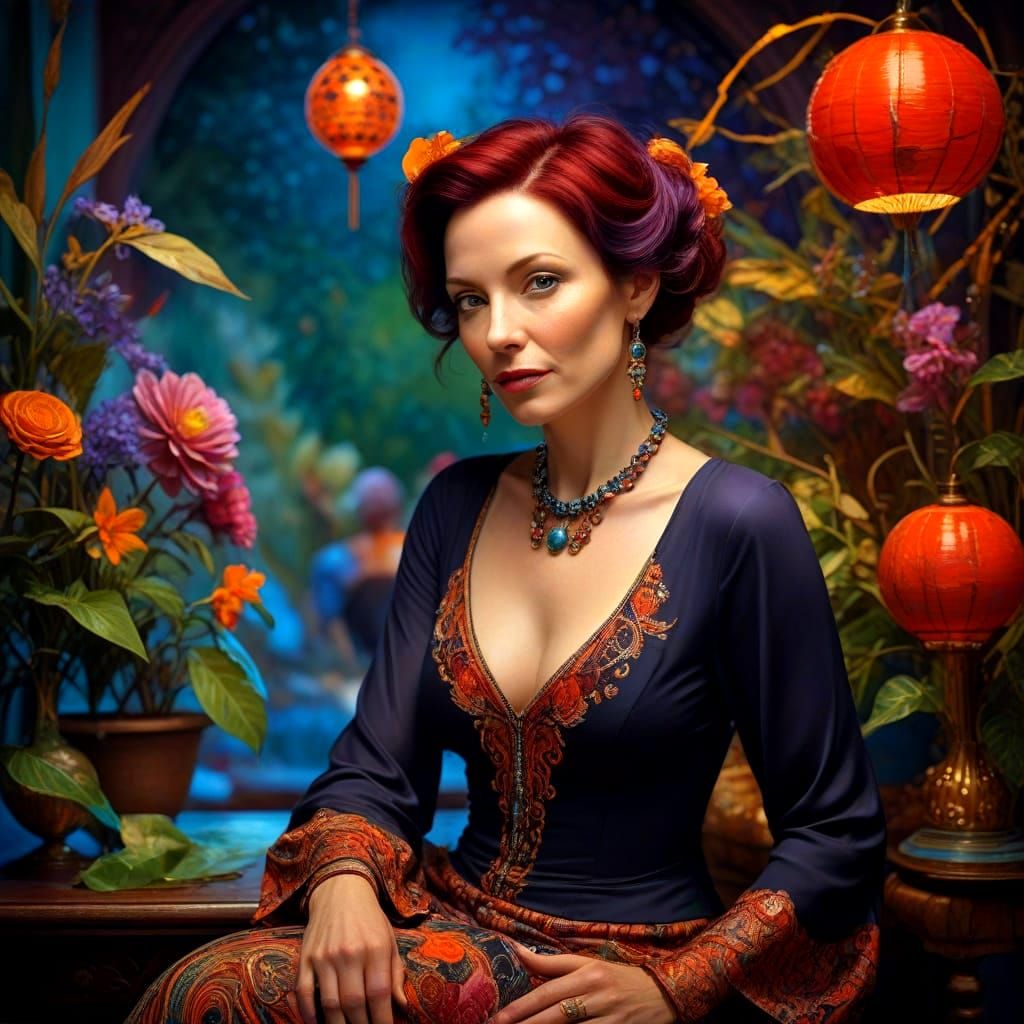 Vibrant Portrait of a Confident Woman in Hyperrealistic Styl...