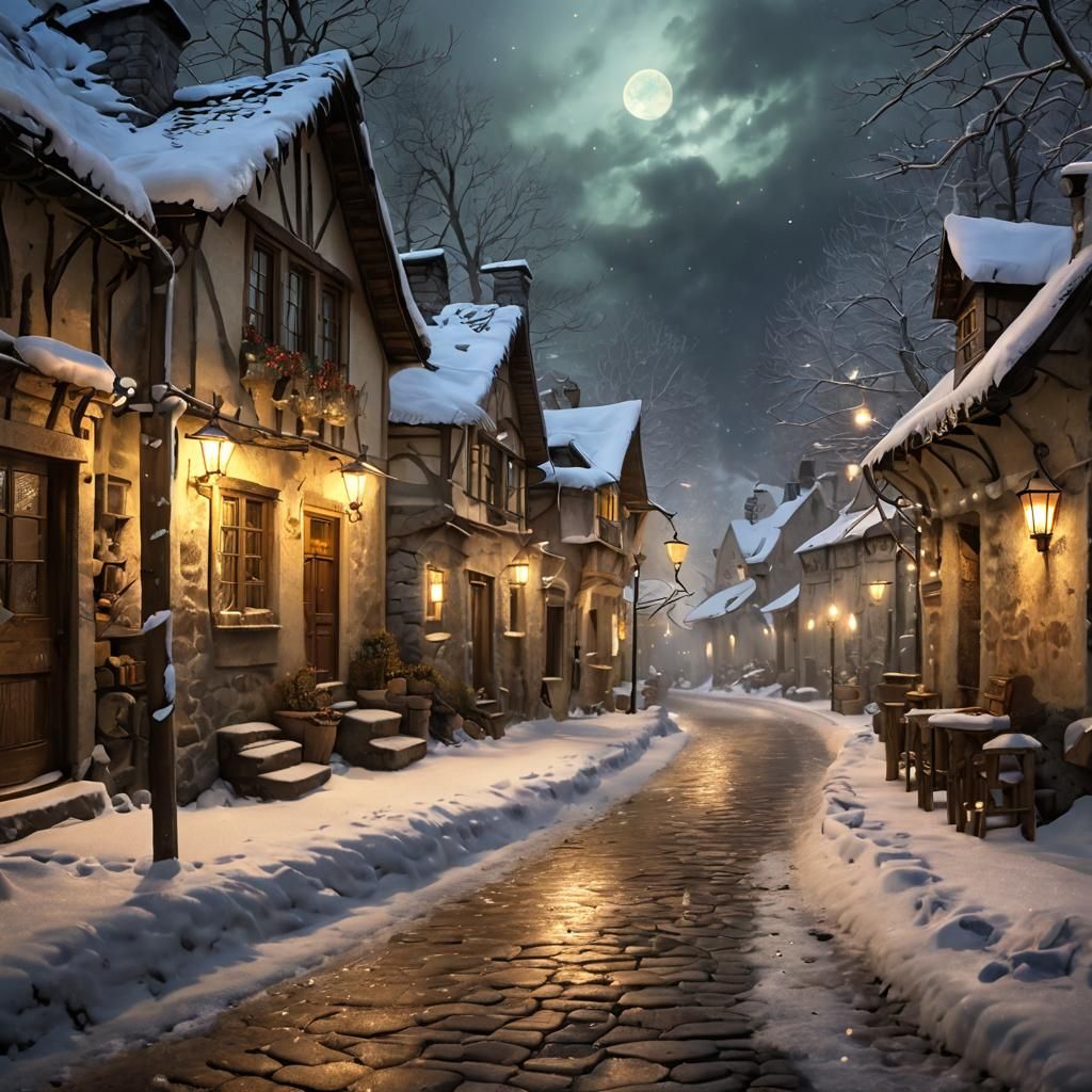 A street in a Rustic village in winter   by @Adab Sur Dum
