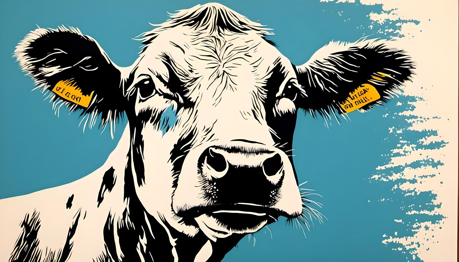 cow, high contrast 2d screen print, <lora:SolidDivide:1.0> 