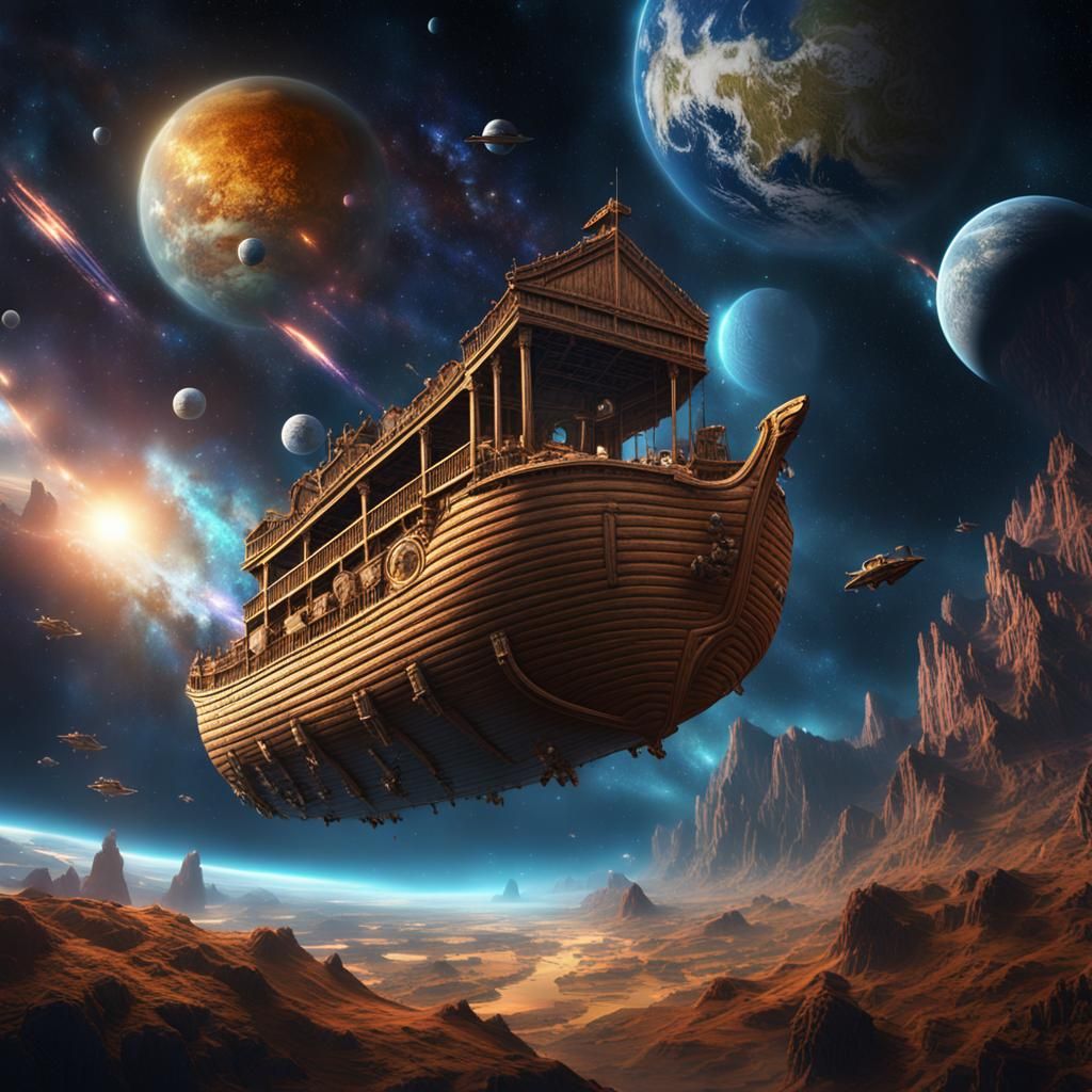 Noah's Ark floating through space  by @Alison