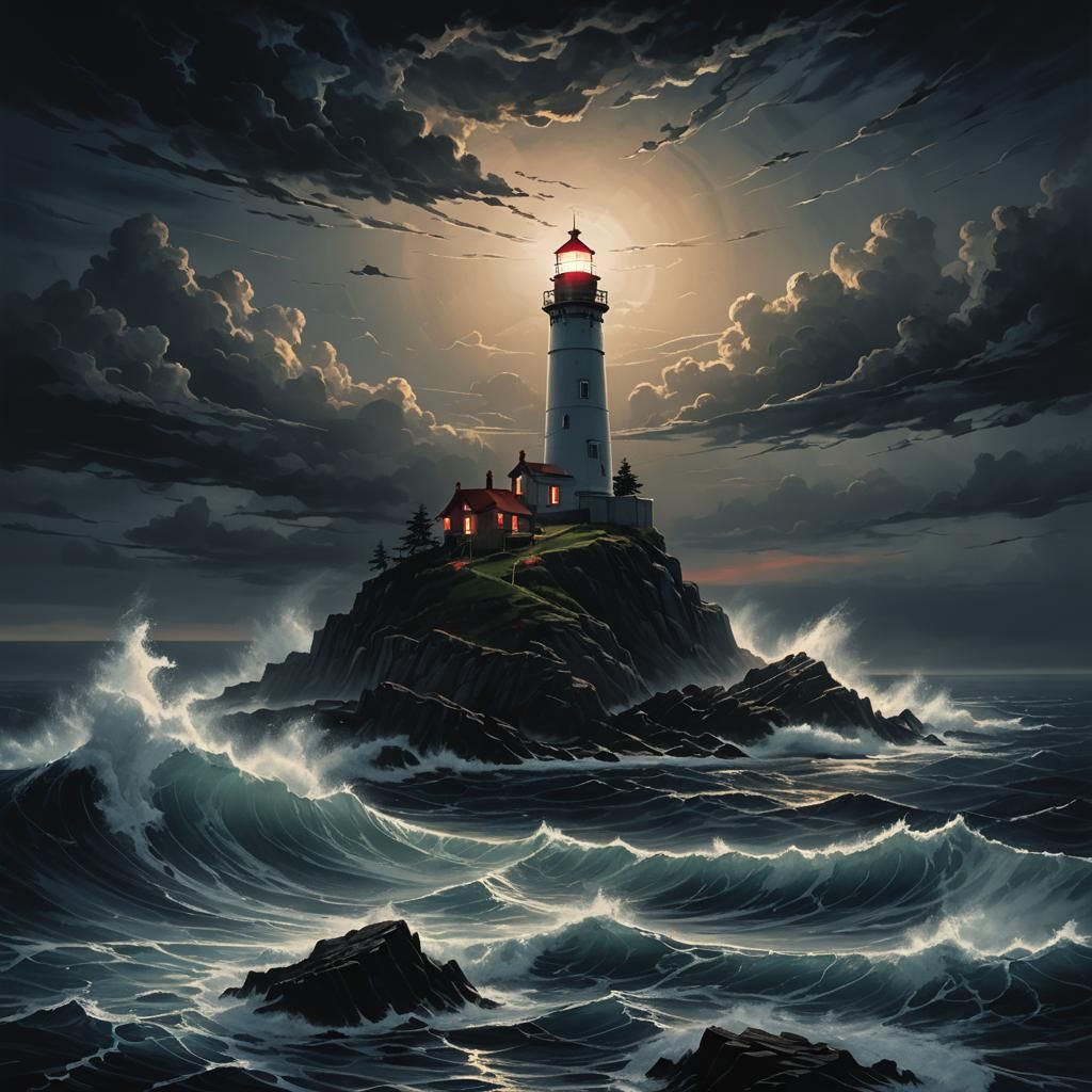 Ominous Lighthouse in Dark Fantasy Style