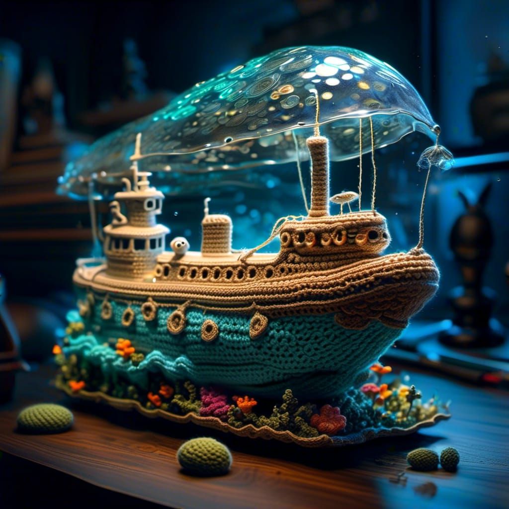 <lora:NC Hyperreal:1.0>photorealistic cute crochet nautilus_...