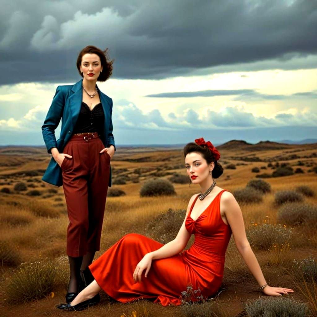 Vibrant Ladies in Dreamlike Surrealist Scenes