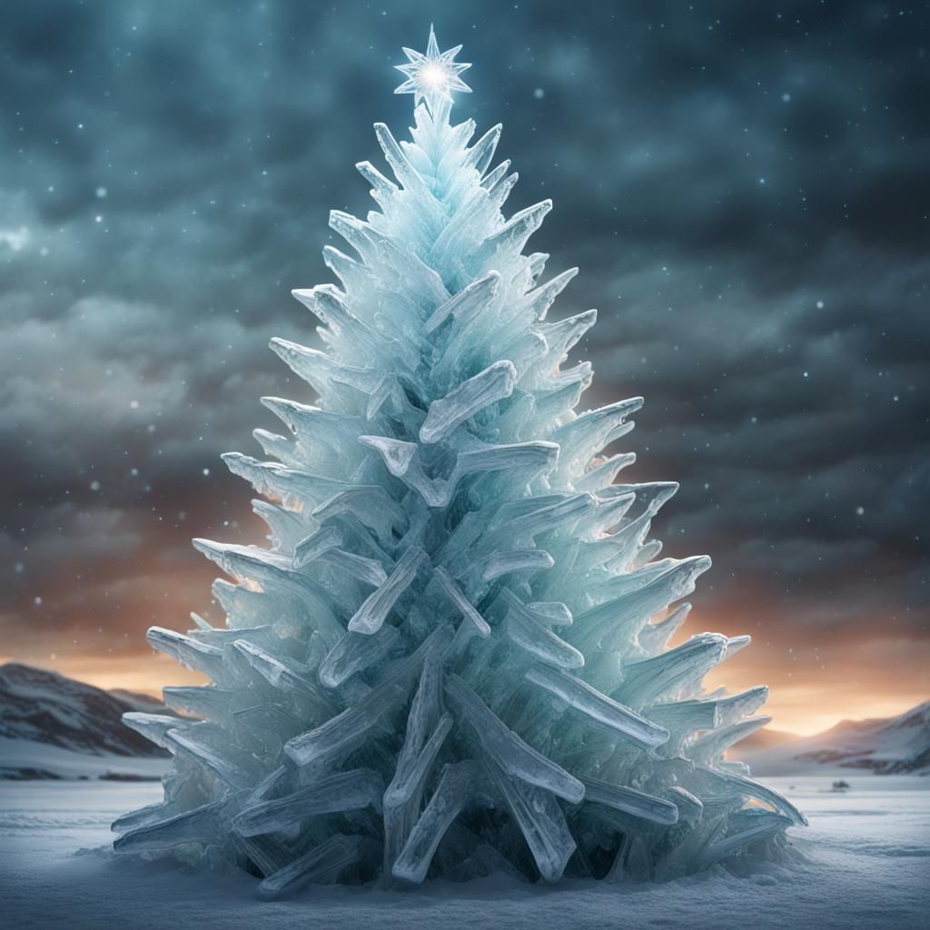A Christmas tree made from ice and coolers glass  by @richard craig