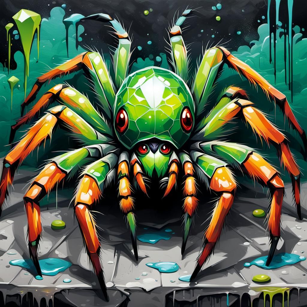 Colorful Spider with Sneakers in Graffiti Art Style