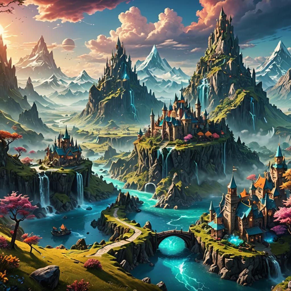 Epic Design of the the most beautiful fantasy world, 8k reso...
