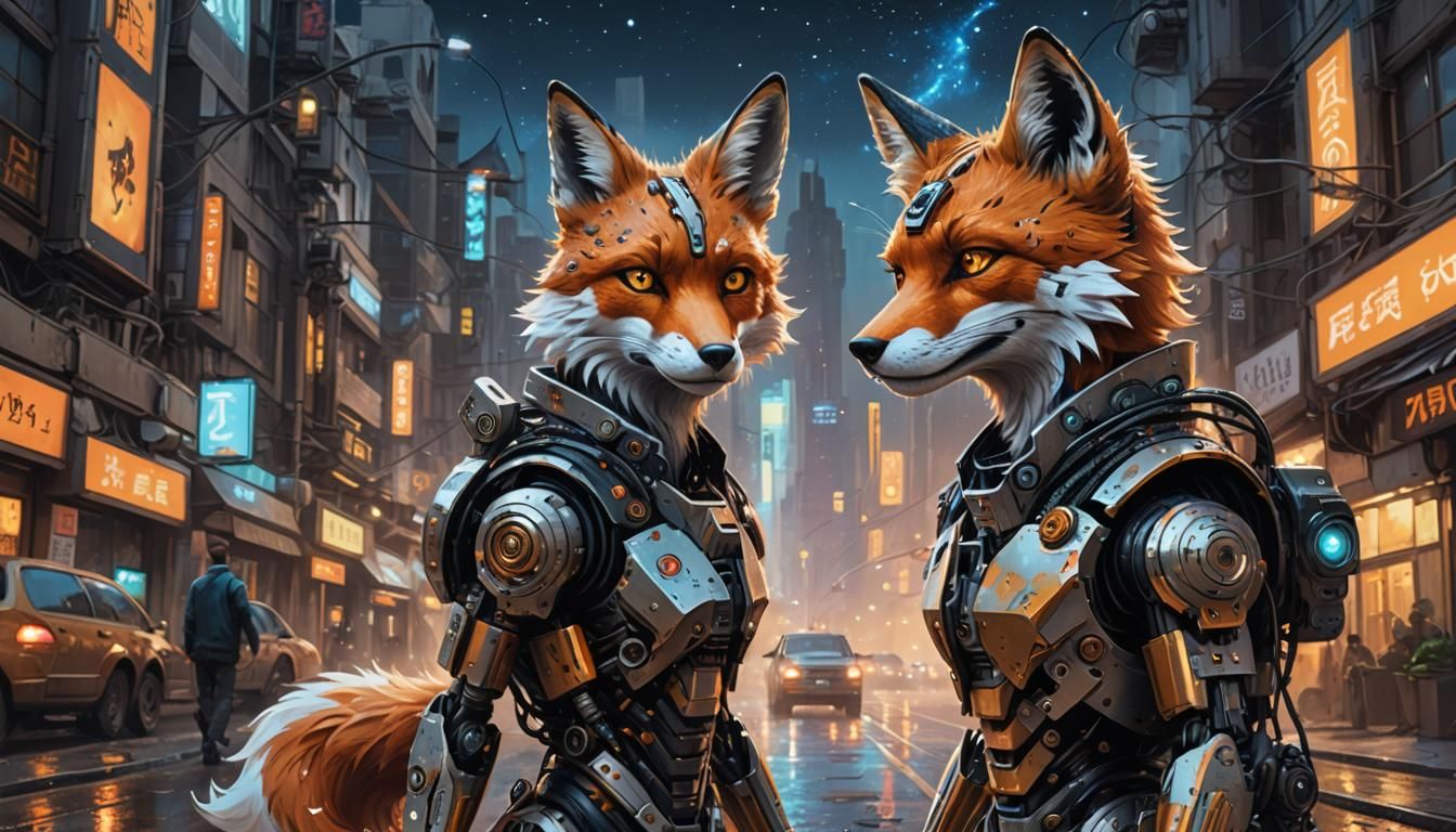 cyborg foxes - AI Generated Artwork - NightCafe Creator